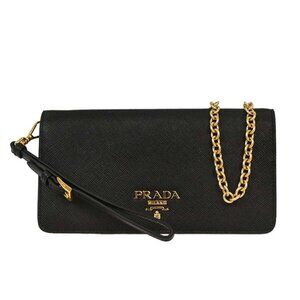 Prada Black Leather Chain Shoulder Bag 42A 154828